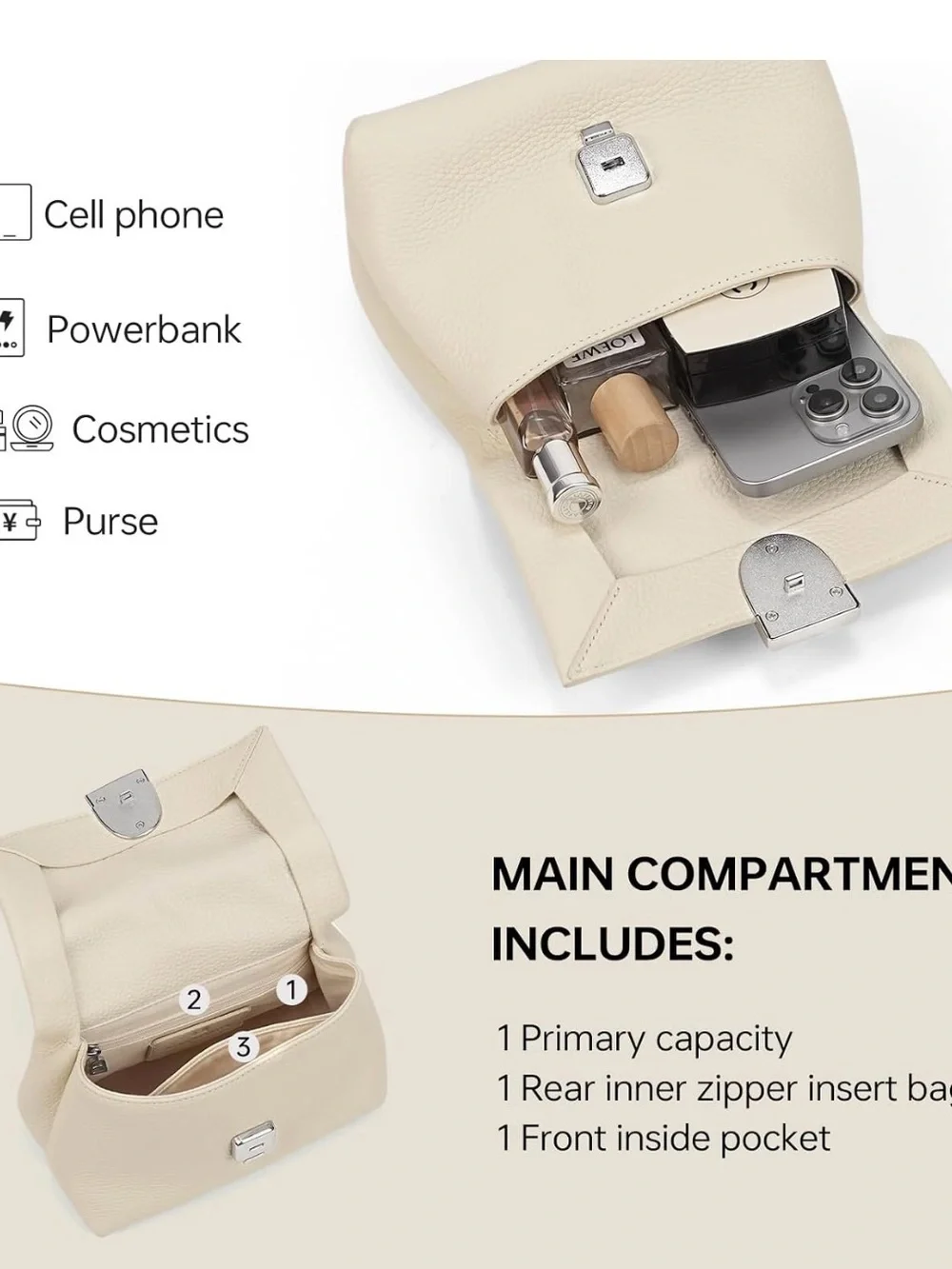 White Leather Top-Handle Bag